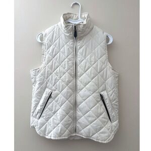 Polo Ralph Lauren Quilted Vest Cream White Full Zip Pony Logo Womens‎ Medium